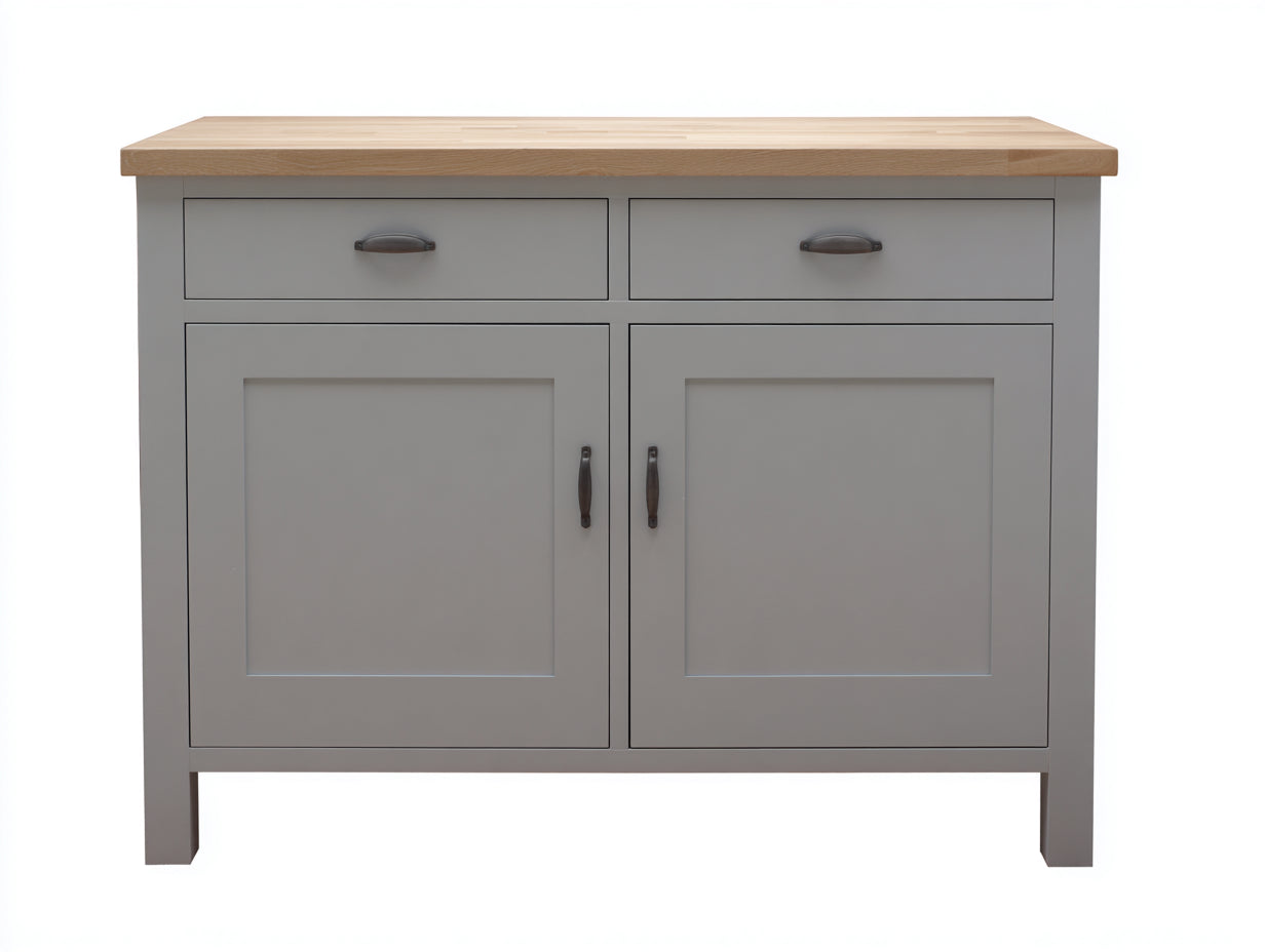 Credenza - Legno-Metallo - 118x45x92 cm - Grigio Scuro-Naturale - Industriale