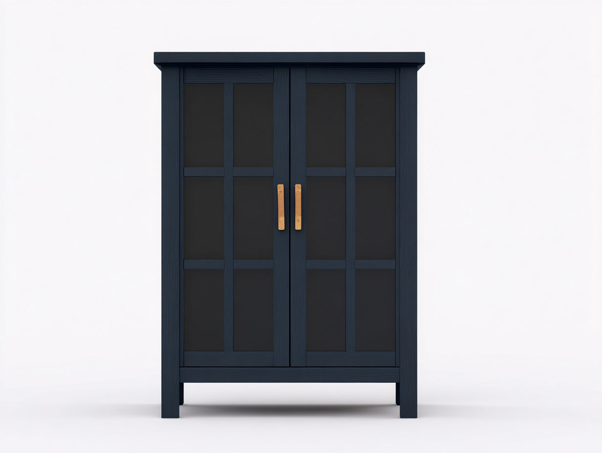 Vetrina-legno-vetro-92x40x138 cm-Blu navy-stile nordico