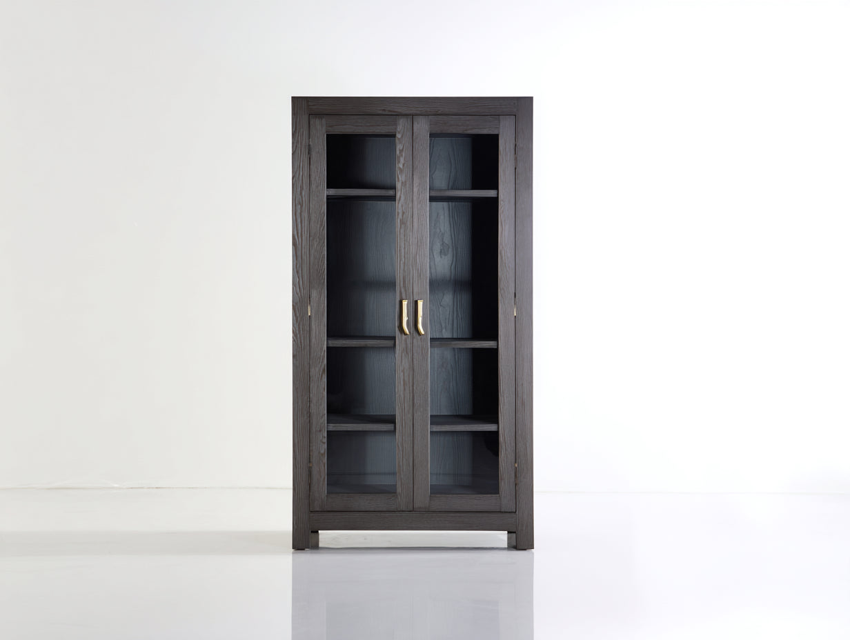 Vetrina - legno-vetro - 82x40x176 cm - grigio scuro - contemporaneo