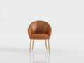 Sedia da pranzo-ecopelle-legno massello-64x60x79 cm-Cognac-Beige-stile lounge moderno