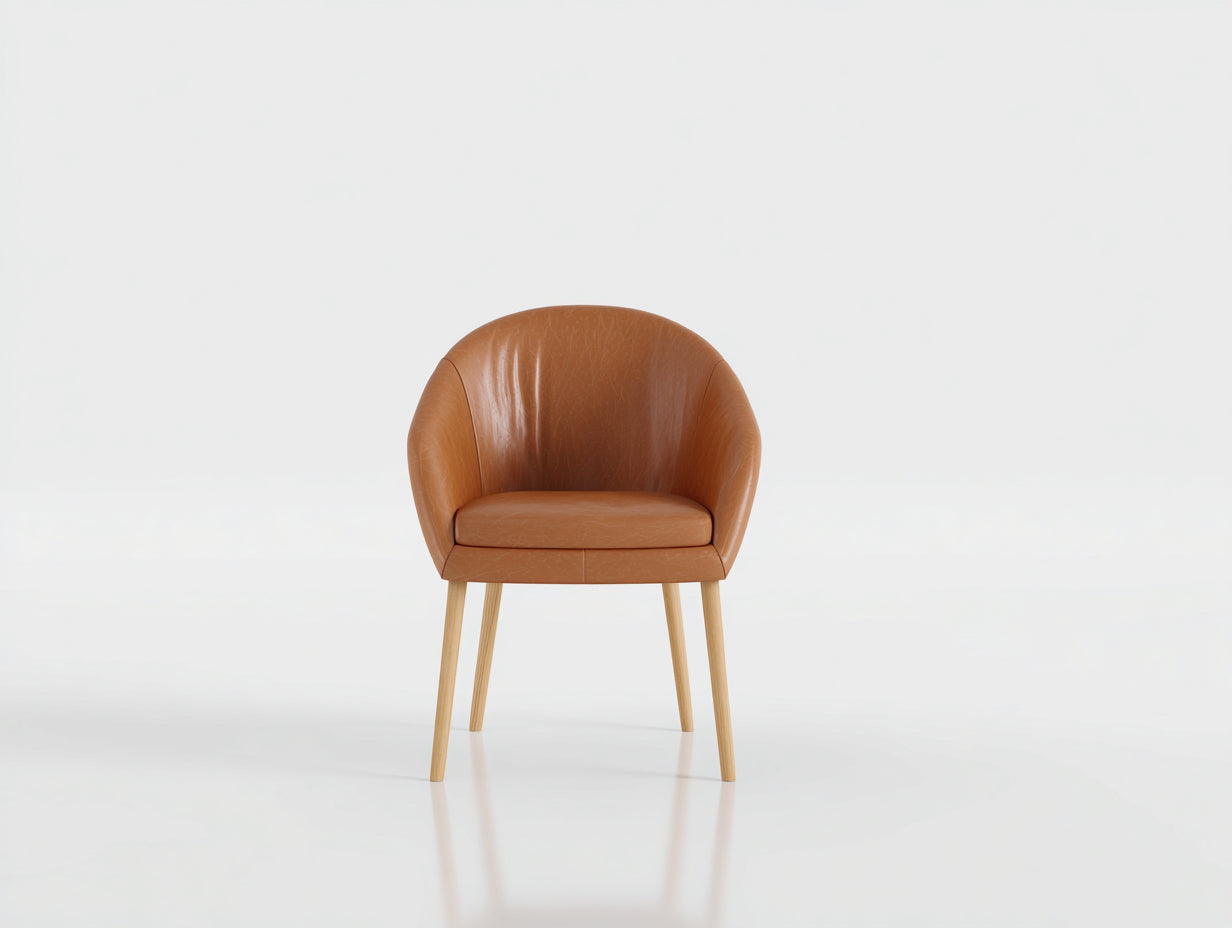 Sedia da pranzo-ecopelle-legno massello-64x60x79 cm-Cognac-Beige-stile lounge moderno