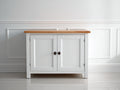 Credenza - Legno-Metallo - 100x36x78 cm - Bianco-Naturale - Classico