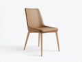 Sedia da pranzo-ecopelle-legno massello-55x53x85 cm-Marrone chiaro-Beige-design nordico moderno