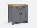 Credenza - Legno-Metallo - 112x42x90 cm - Grigio Scuro-Naturale - Industriale