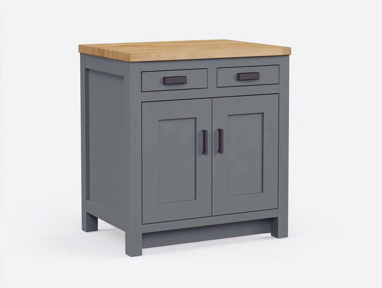Credenza - Legno-Metallo - 112x42x90 cm - Grigio Scuro-Naturale - Industriale
