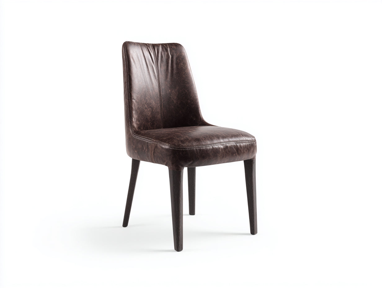 Sedia da pranzo-ecopelle-legno massello-50x54x87 cm-Marrone scuro-stile vintage moderno