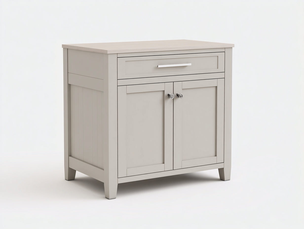 Credenza - Legno-Metallo - 90x40x84 cm - Greige-Naturale - Scandinavo