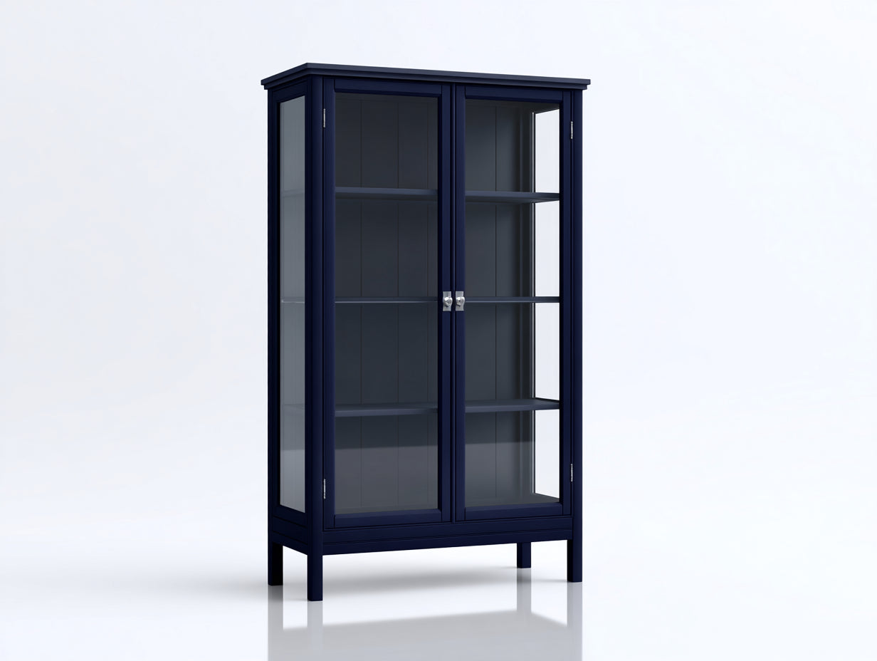 Vetrina - legno-vetro - 95x42x180 cm - blu notte - elegante