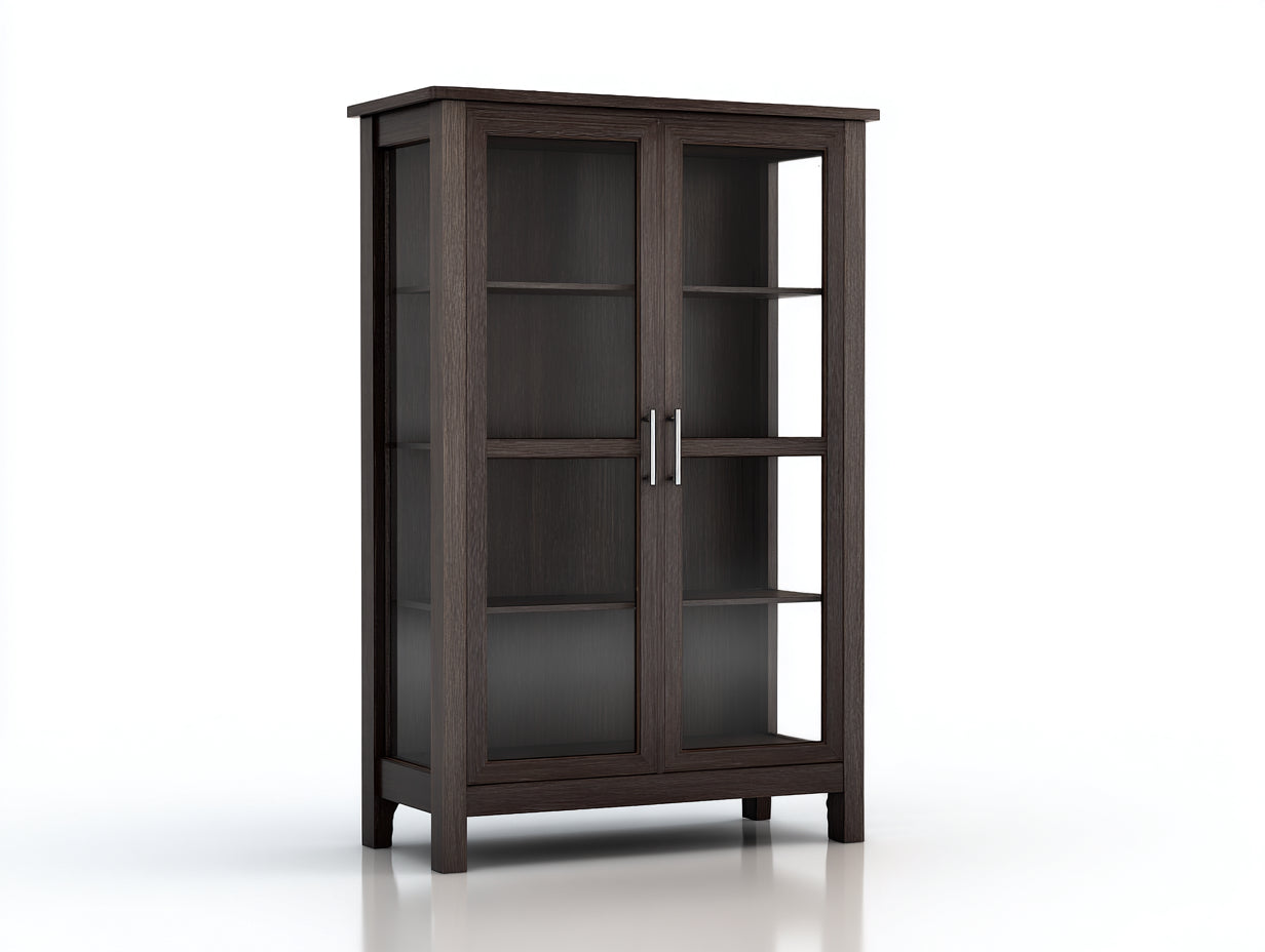 Vetrina - legno-vetro - 96x40x168 cm - noce scuro - moderno