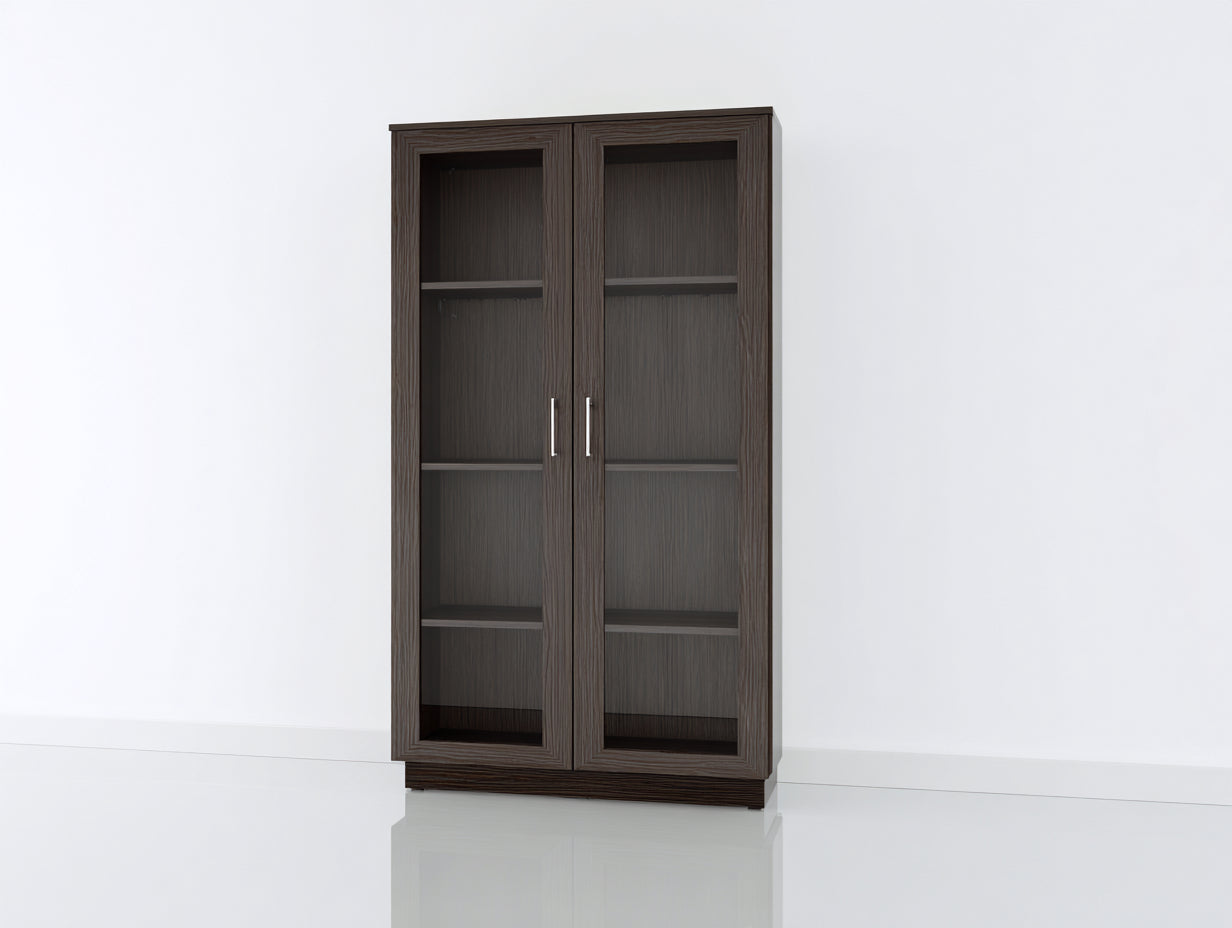 Vetrina - legno-vetro - 88x38x190 cm - noce scuro - moderno