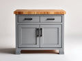Credenza - Legno-Metallo - 108x42x86 cm - Grigio Chiaro-Naturale - Country Moderno