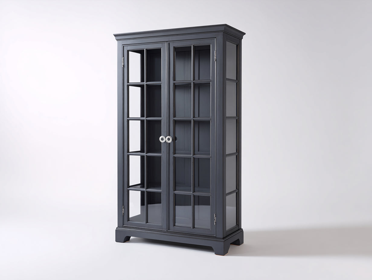 Vetrina - legno-vetro - 92x40x181 cm - grigio antracite - elegante