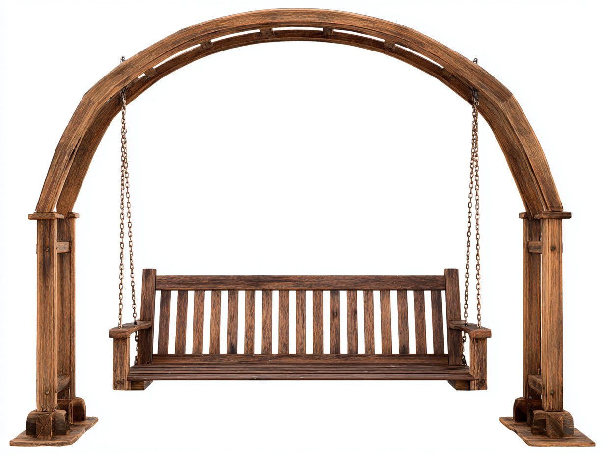 Dondolo da giardino-Legno massello-245x135x228 cm-Marrone rustico-Rustico