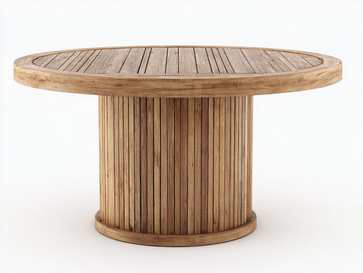 Tavolo da giardino - legno - 130x130x75 cm - naturale anticato - contemporaneo