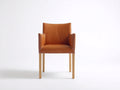 Sedia da pranzo-ecopelle-legno massello-59x56x82 cm-Cognac-Beige-stile classico moderno