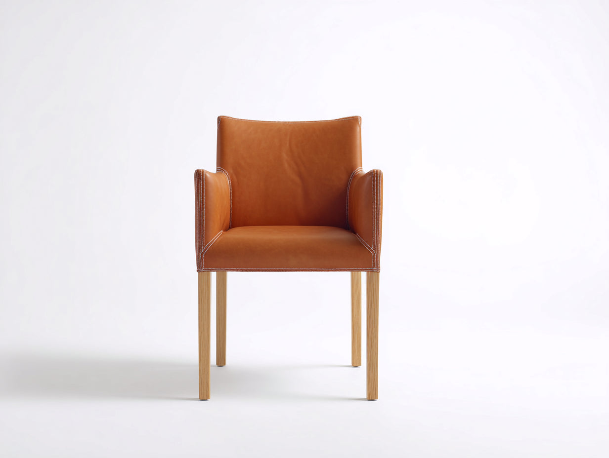 Sedia da pranzo-ecopelle-legno massello-59x56x82 cm-Cognac-Beige-stile classico moderno