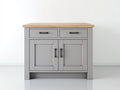Credenza - Legno-Metallo - 116x44x90 cm - Grigio-Naturale - Moderno