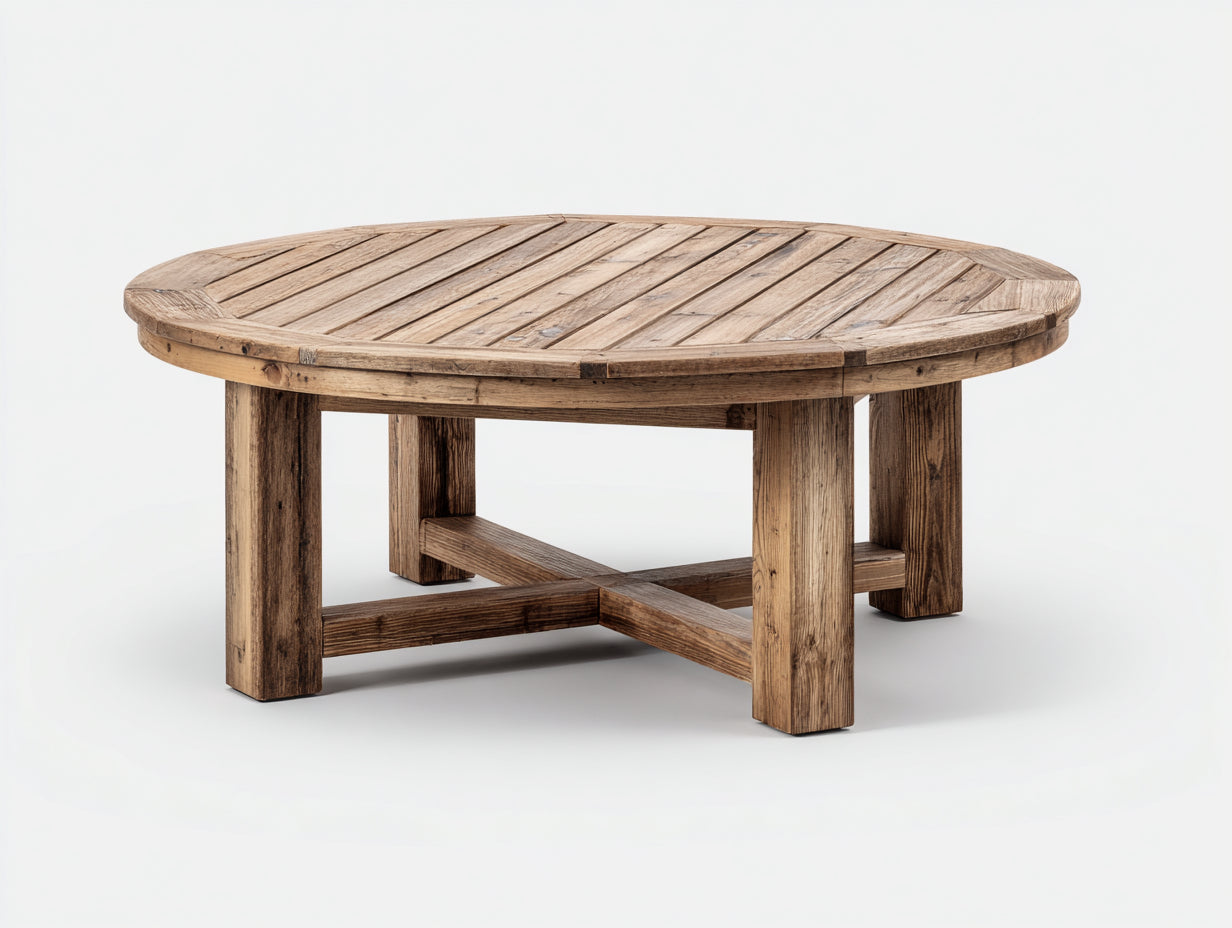 Tavolo da giardino - legno - 120x120x73 cm - naturale anticato - rustico