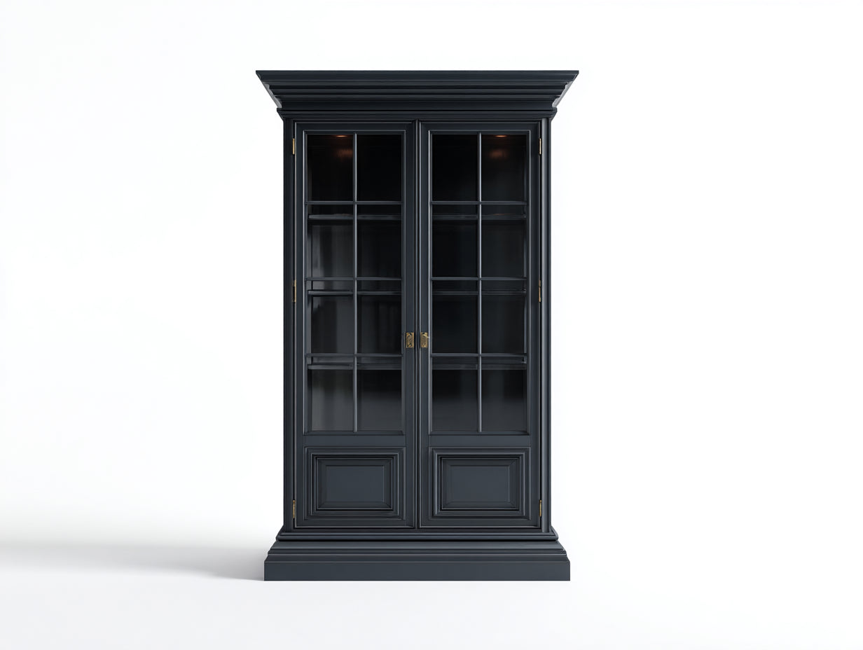 Vetrina - legno-vetro - 110x42x210 cm - grigio antracite - classico