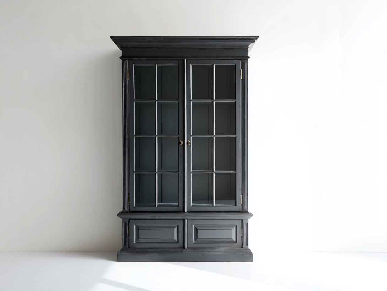 Vetrina - legno-vetro - 118x44x205 cm - grigio antracite - classico