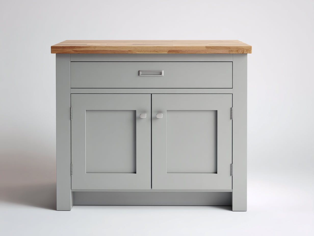 Credenza - Legno-Metallo - 108x40x88 cm - Grigio-Naturale - Moderno